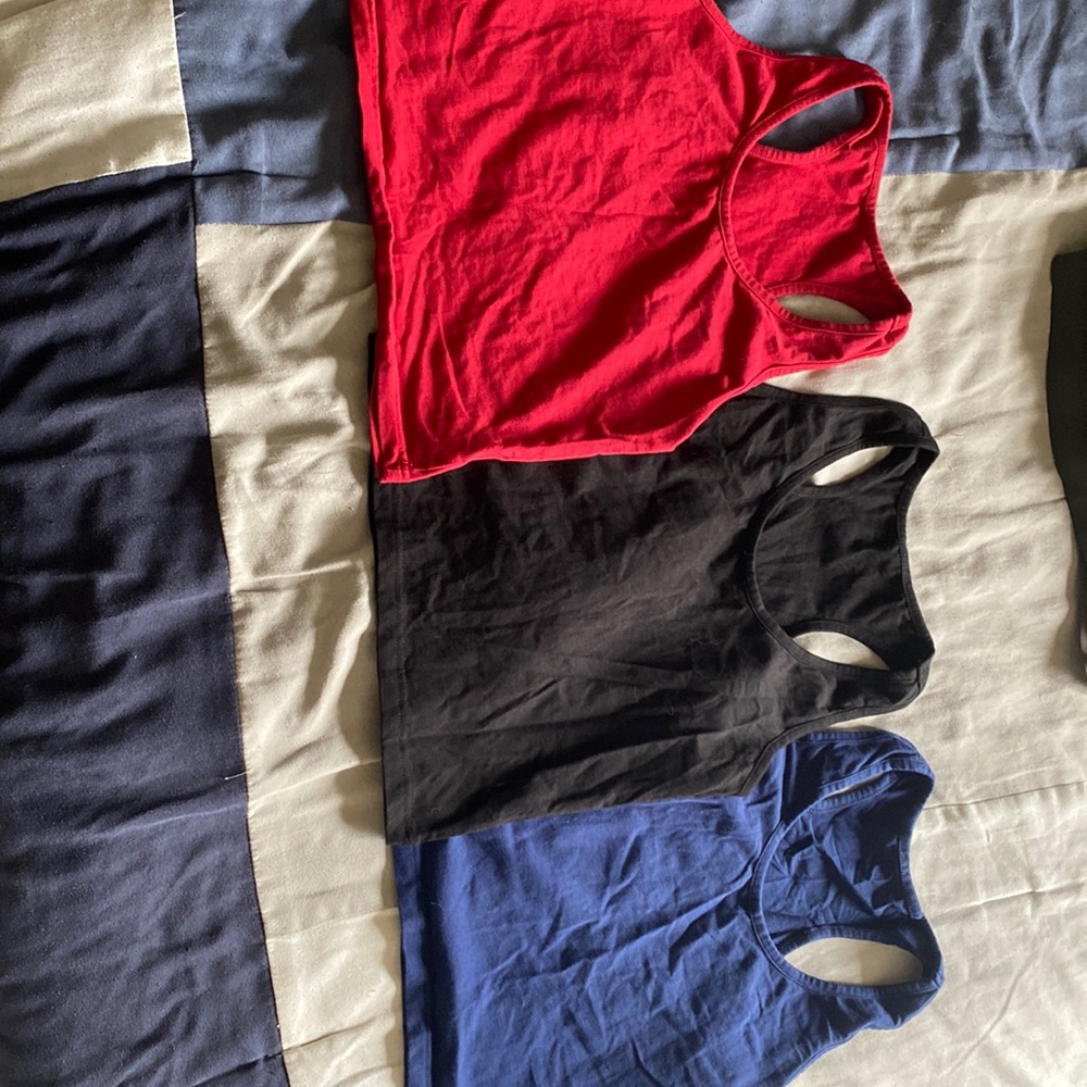 3 pack cropped racer back tank tops L